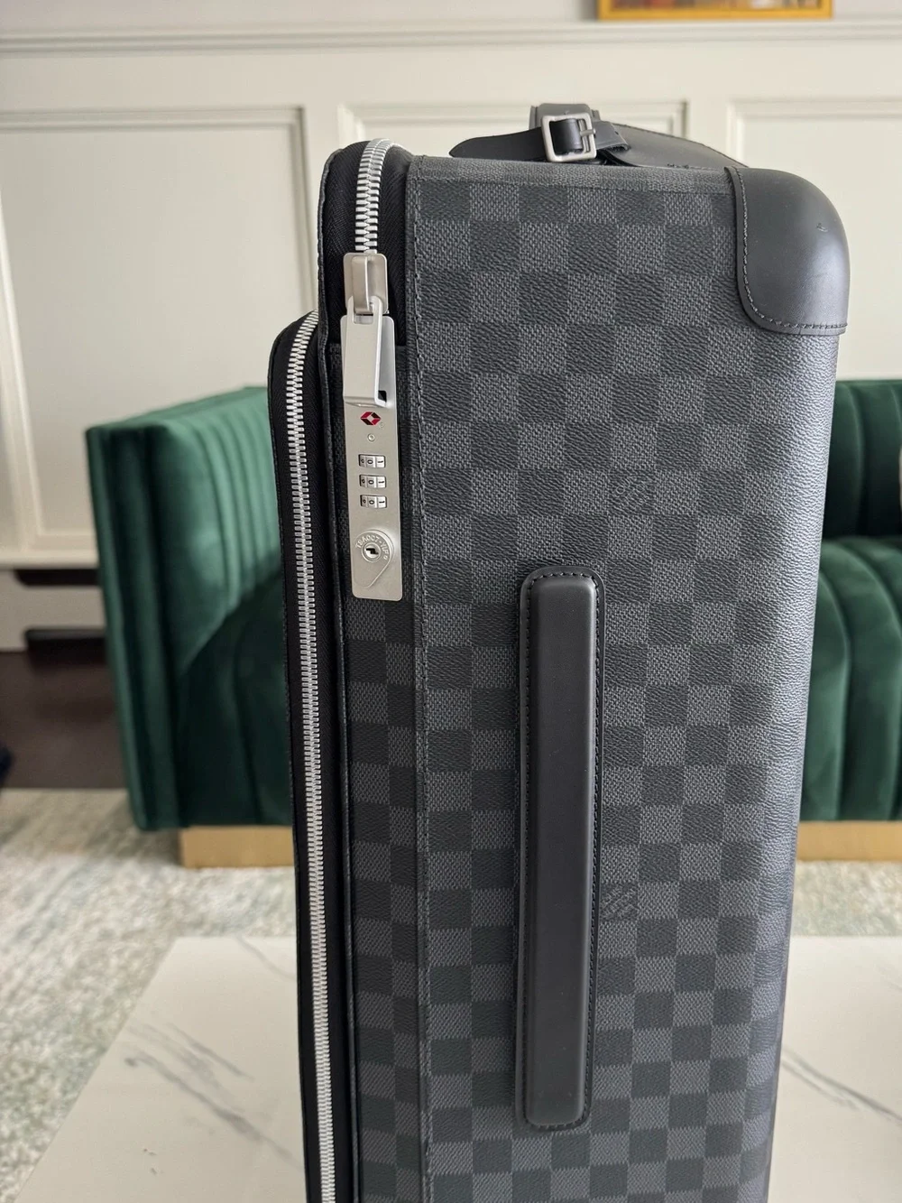 Louis Vuitton black  Checkered Carry-On Bag with Top Handle.
